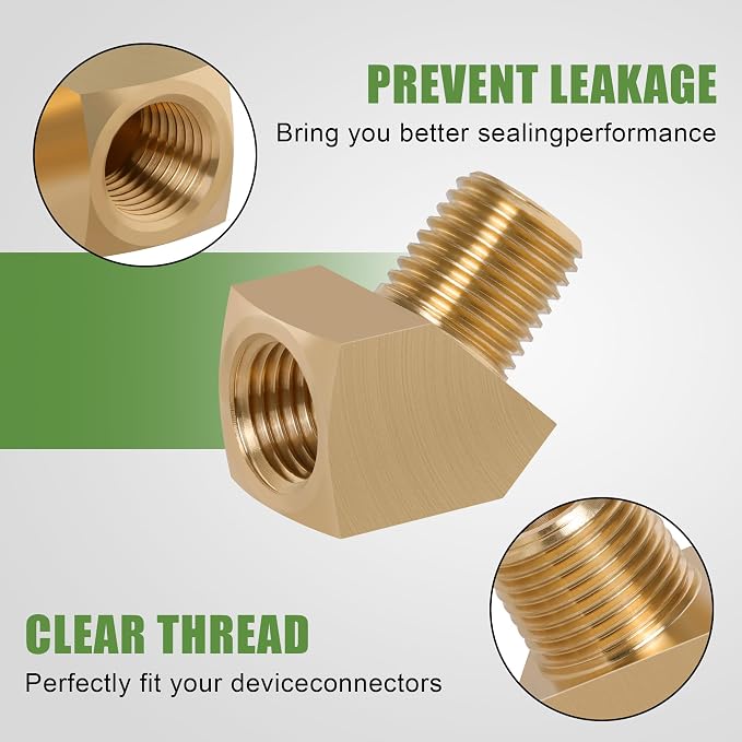 4Pcs Brass Pipe 45 Degree Barstock Street elbow, 1/4" x 1/4" | 1/4 Inch NPT - Image 3