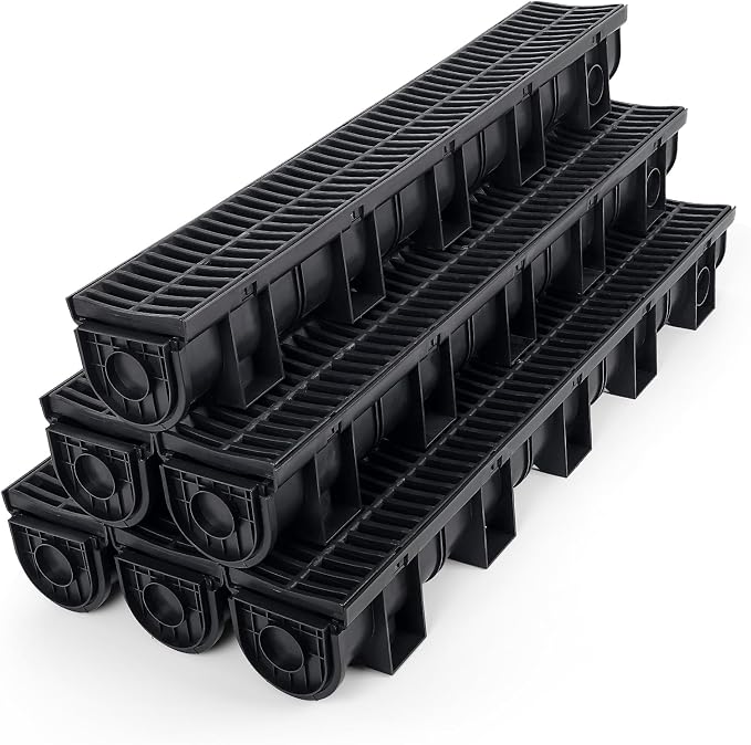 FAHKNS 6 Pack Trench Drain System, 5.9x5.1x39 Inch HDPE Drainage Trench by FAHKNS