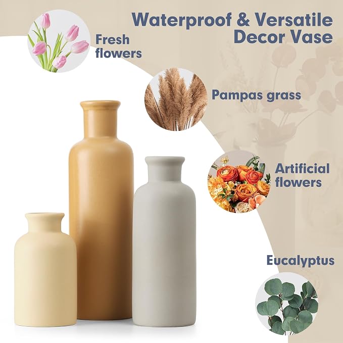 Ceramic Vase Set of 3, Rustic Vase - Image 7