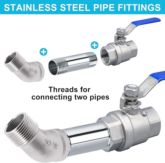2PCS 45 Degree Elbow Fittings, 3/4" NPT Male Pipe to 3/4" NPT Female 304 - Image 7