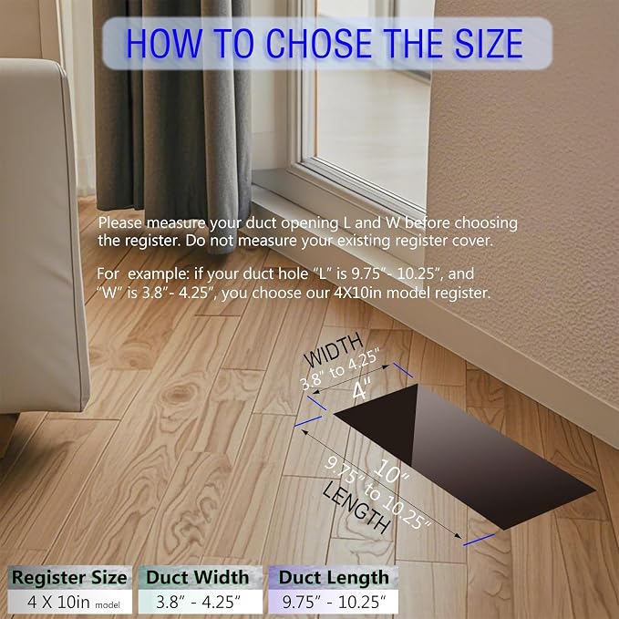 4x10 Vent Covers for Home Floor, Floor Vent Cover, Screws Included, Air Vents - Image 7