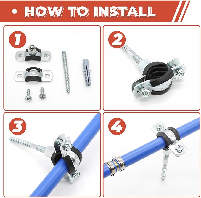2 Pcs 6.3-6.5 Inch Split Ring Pipe Hanger, 159-166mm Heavy Duty Adjustable Pipe - Image 4
