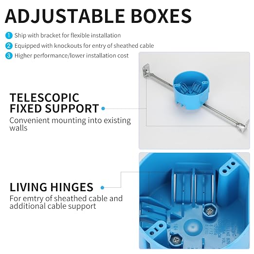 1 Gang Ceiling Fan Box, 50 lb, Round Nonmetallic, 6 Pack Blue | Nonmetallic old - Image 7