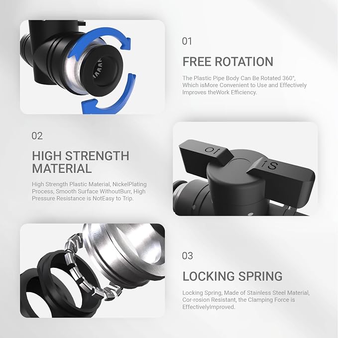 1/2 Push To Connect Valve, Shut Off Air Flow Control Fittings | Pneumatic - Image 4