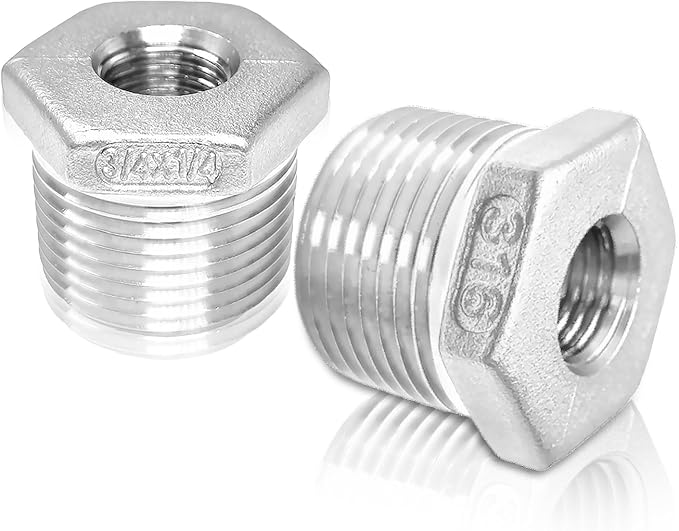316 Stainless Steel Hex Bushing Reducer, 3/4" NPT Male to 1/4" NPT Female Pipe by Dnkoua
