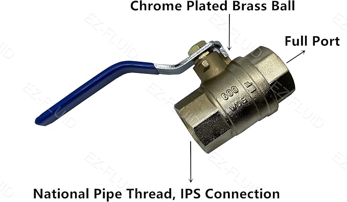 EZ-FLUID1/2" NPT Female Threaded IPS Ball Valve Full Port Water Stop Shut Off - Image 2