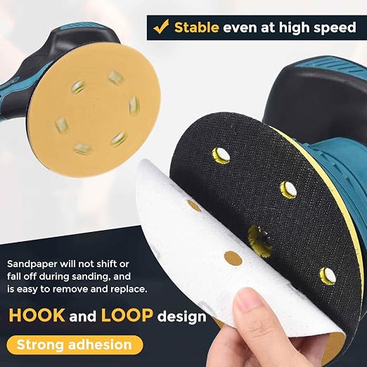HARFINGTON 10Pcs 5Inch Sanding Discs 40Grit Yellow Aluminum Oxide 8 Hole | Hook - Image 3