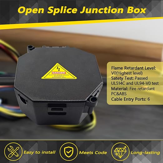 MIARALA Black Open Splice Junction Box | Splice Box Wire Electrical Junction Box - Image 2