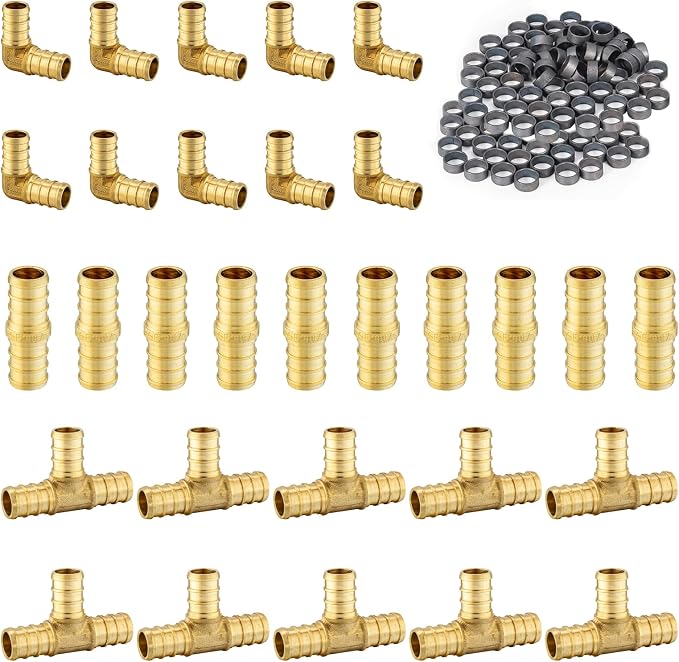 130 Pack Foskan 3/4 Inch PEX Barb Crimp Fittings Set | 10 Pieces Each:Elbow by Unknown