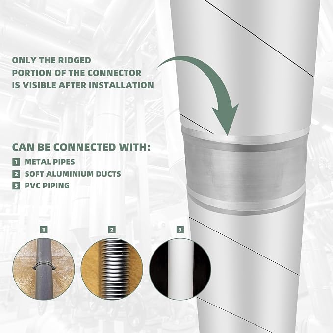 4 Inch Metal Duct Connector, Round Dryer Vent Coupler, 16FT Aluminum Foil Tape - Image 4