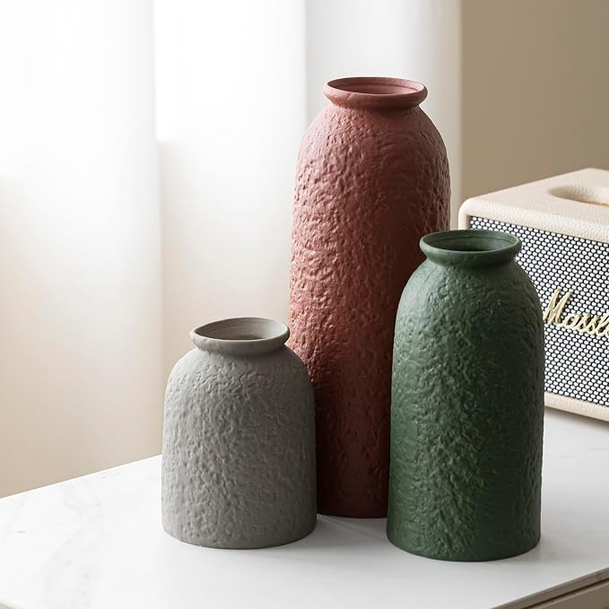 Large Decorative Ceramic Vase Set, 3 Pieces, Nordic Modern Boho Style, - Image 8