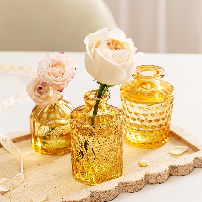Clear Topaz Glass Bud Vase Set of 24 Pcs, Small Bud Vases in Bulk, Glass - Image 8