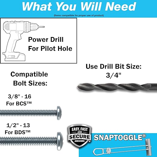 TOGGLER SNAPTOGGLE BC Toggle Anchors 3/8" to 2-1/2" Pack of 25 | Zinc-plated - Image 3