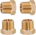 4PCS 1/2" NPT Male to 1/4" NPT Female Brass Reducer Hex Bushing, Solid Brass by Sphagaceae
