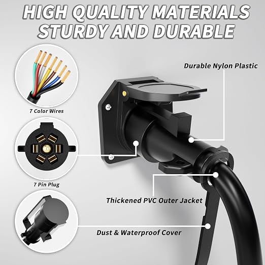 PlugSaf 4FT 7 Way Trailer Plug Heavy Duty 7 Pin Trailer Wiring Harness Cord | 7 - Image 7