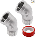 2PCS 45 Degree Elbow Fittings, 3/4" NPT Male Pipe to 3/4" NPT Female 304 by SSYDIEN