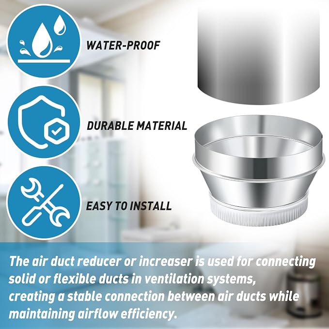 2 Pcs 10 Inch to 8 Inch Duct Reducer Increaser | Galvanized Steel Air Duct - Image 5