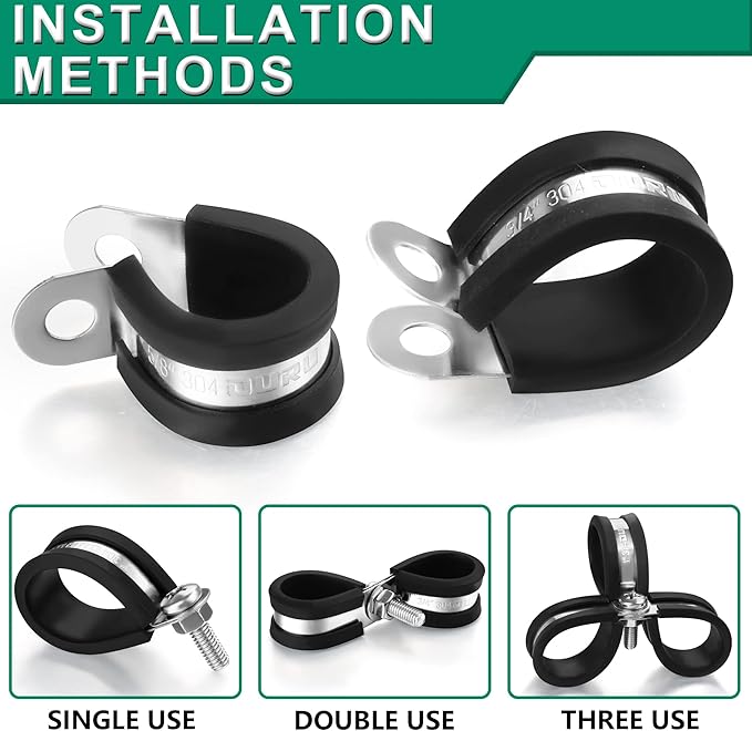 OURU 5/16 Inch Cable Clamps, Rubber Coated Insulated Clamps, 8mm | 304 - Image 4