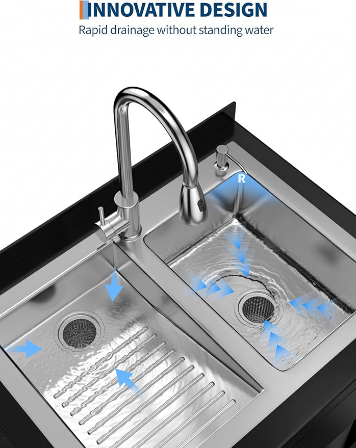 Stainless Steel Utility Sink, 25.7" × 20.7" × 39.5" Freestanding Laundry Tub - Image 4