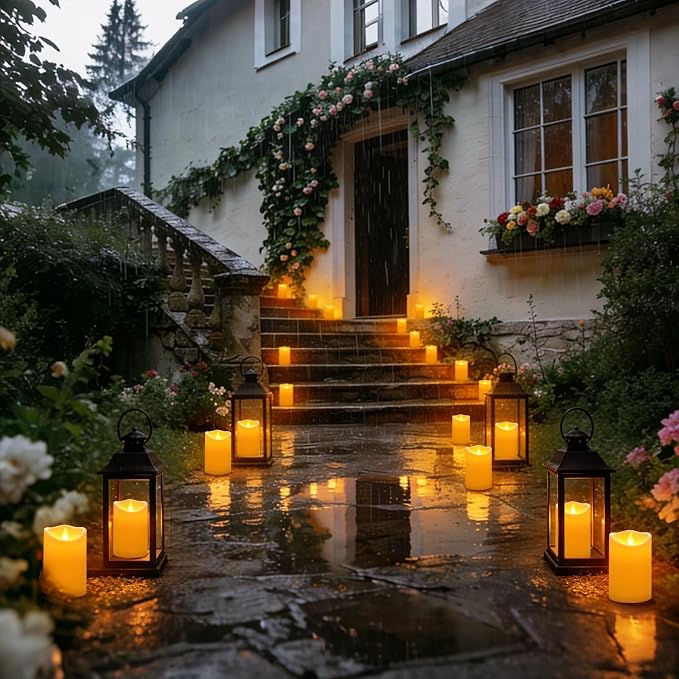 Flameless Candles 4" 5" 6" Set of 9 Outdoor Indoor Pillars Battery Operated - Image 4