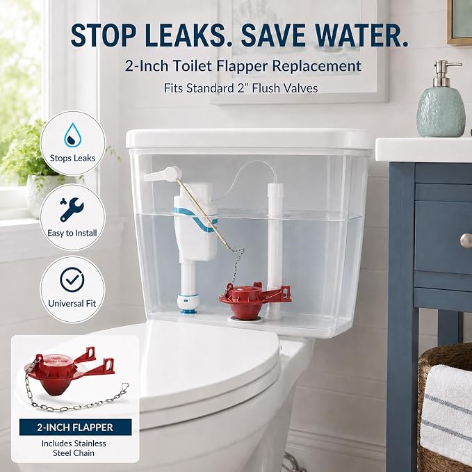 2-Inch Toilet Flapper Replacement Kit, Universal Flush Valve Flapper - Image 3