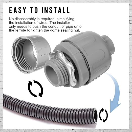 Maitys 200 Pcs 1/2 Inch Liquid Tight Connector Straight 180 Degree | PVC - Image 5