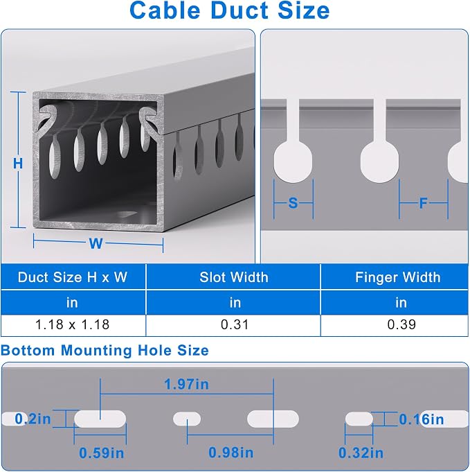 1.2"H x 1.2"W Cable Raceway, 132in Under Desk Wire Management Channel, 16.5in - Image 2