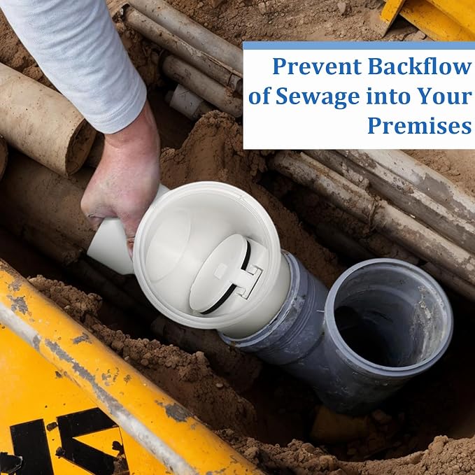 3" PVC Backwater Valve Drain Backflow Preventer Valve - Image 8