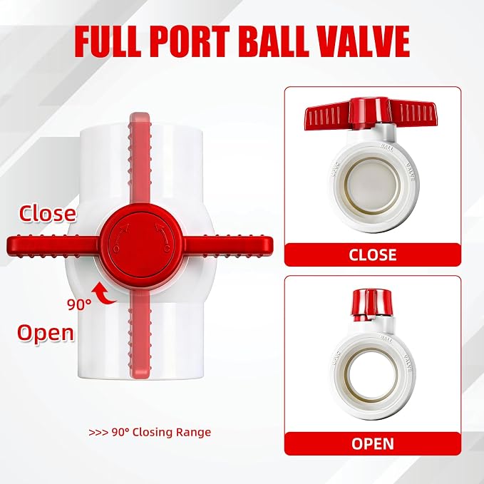 YADIAN 2 Pack PVC Ball Valves 1-1/2'', T-handle Water Shut-Off Ball Valve - Image 6