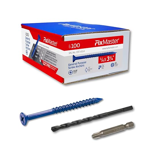 1/4 x 3-1/4" Countersunk Phillips Flat Head Blue Concrete Screw Anchors by Unknown
