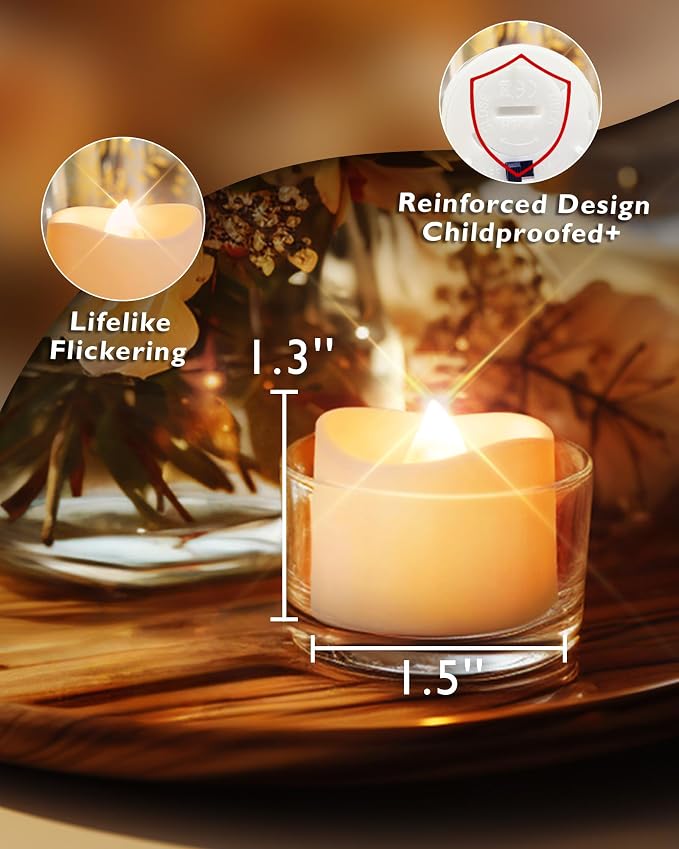 Homemory 24-Pack Flameless Tea Lights Candles Battery Operated, 200+ Hours | - Image 3