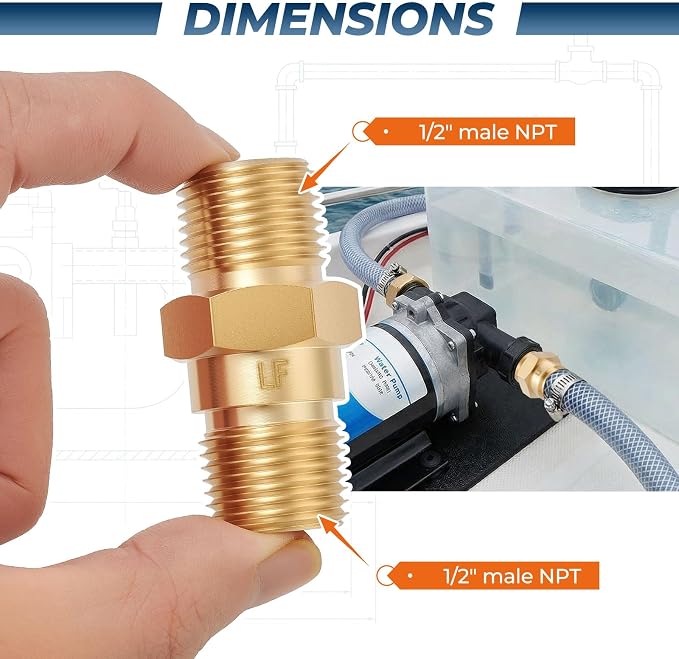 1/2" Male NPT Brass RV Freshwater Check Valve 1PC | Lead-free brass purely - Image 3