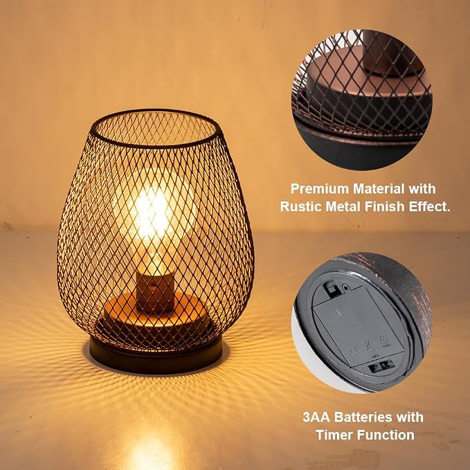 Set of 4 Battery Operated Lamp LED Table Lantern, Events - Image 4