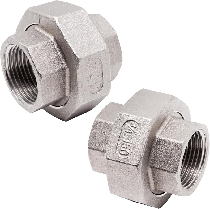 304 Stainless Steel Pipe Fittings Union 3/4" NPT Female to Female 2pcs - Image 6