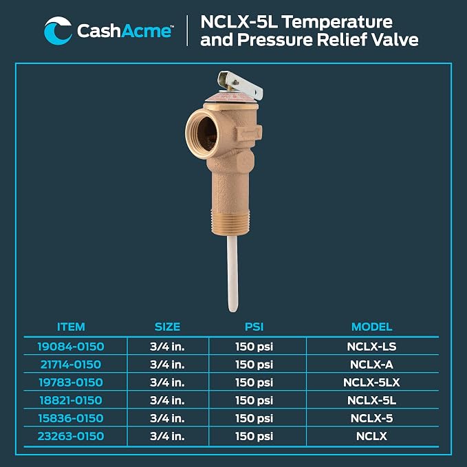 Cash Acme 3/4 Inch NCLX-5L Temperature and Pressure Relief Valve, Push to - Image 6