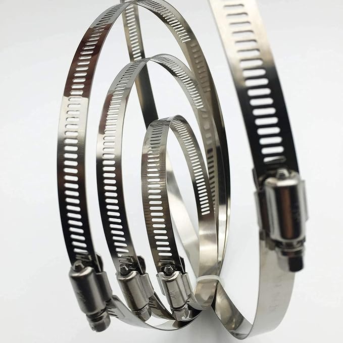 3" 4” 5" Adjustable 304 Stainless Steel Duct Clamps | Hose Clamps Assortment Kit - Image 3