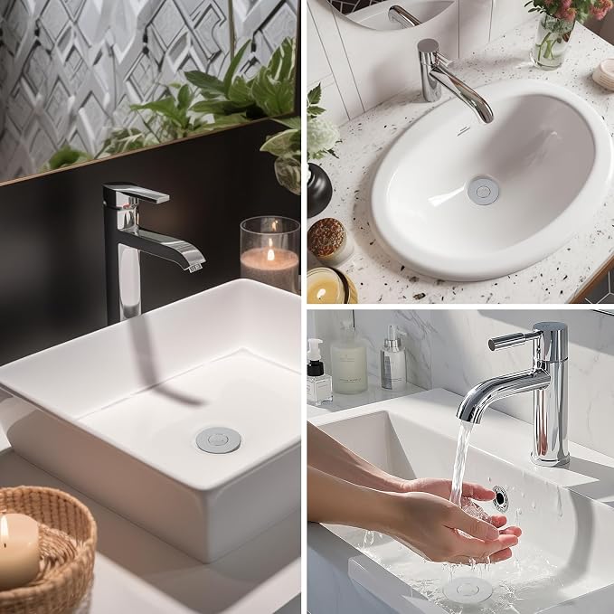 Hibbent 3 PCS Upgraded 3 in 1 Bathroom Sink Drain Strainer, Pop Up Stopper - Image 9