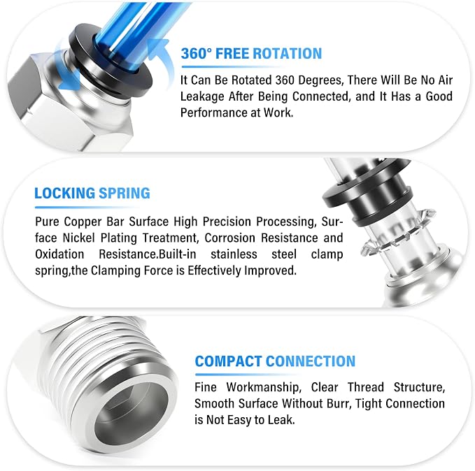 TAILONZ 5/16" Tube x 1/4" NPT Male Straight Push to Connect Fitting 10pcs | - Image 3