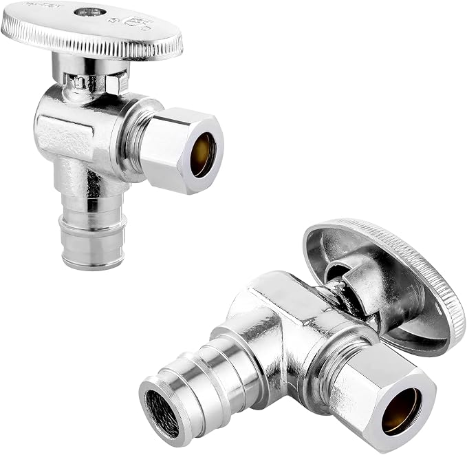 100PC HeSun 1/2" PEX-A Expansion x 3/8" OD Compression Angle Stop Valve | PEX-A by HeSun
