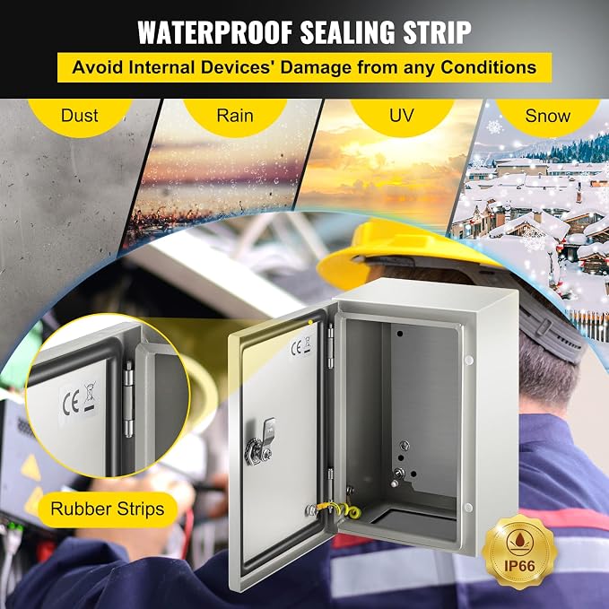 VEVOR NEMA Steel Enclosure, IP66 Waterproof & Dustproof, Outdoor/Indoor - Image 4