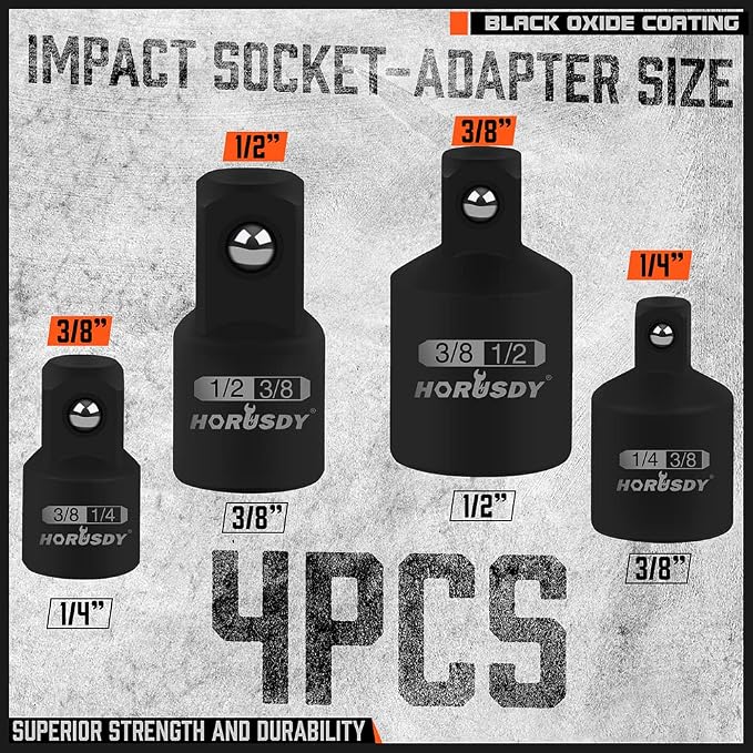 HORUSDY 7 Piece Impact Sockets Adapter Set, Hex Shank Socket to Drill Adapter - Image 3