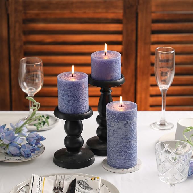 3x3 Inch Blue Pillar Candles Set of 3 - Image 5