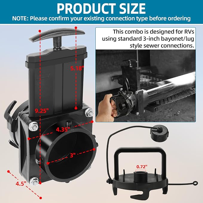 TonGass 3" RV Waste Valve Body - Image 2