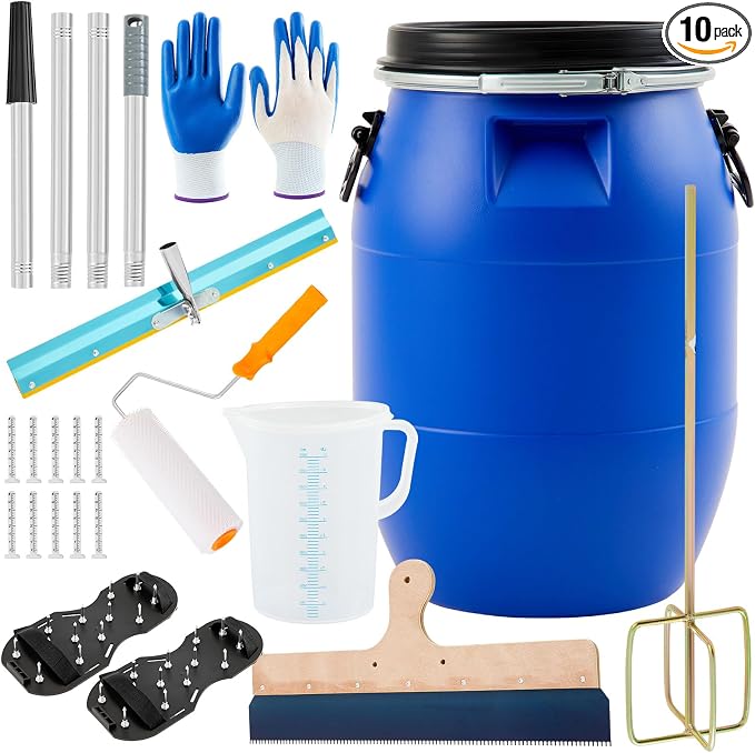 20 Pcs Self Leveling Cement Tools Kit, 15.8 Gallon Mixing Barrel by Leriton
