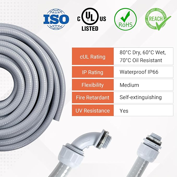 Liquid-Tight Conduit 3/4 100ft w/UL Certification | Flexible Electrical Conduit - Image 4