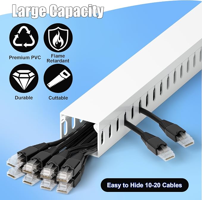 1.4"H x 1.6"W Cable Raceway, 99in Under Desk Wire Management Channel, 16.5in - Image 3