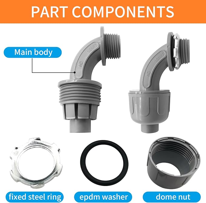 1/2" Liquid Tight Connector PVC Electrical Conduit Fittings Flexible Conduit - Image 8