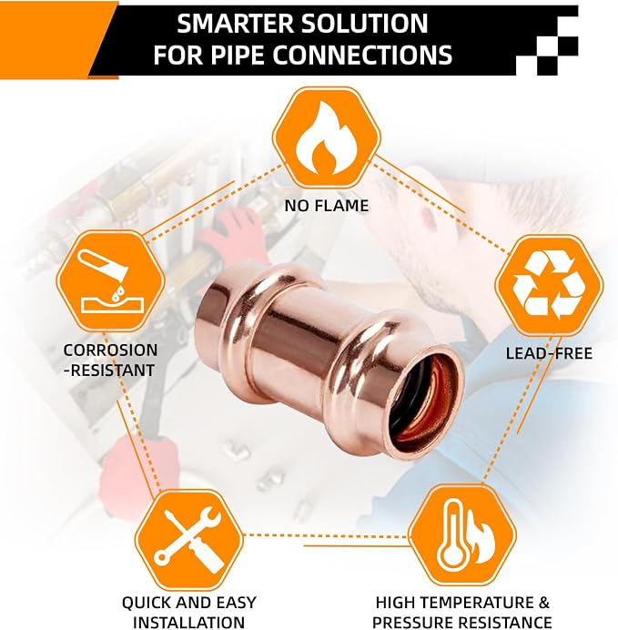 3/4" Copper Press Coupling Fitting - Image 3