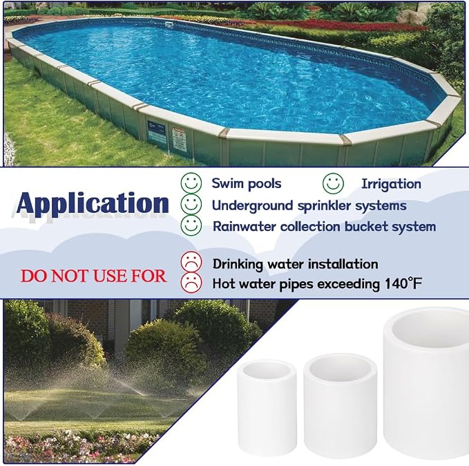 12PCS 1/2 Inch White PVC Pipe Coupling Adapter Pipe Fittings Slip Socket - Image 6
