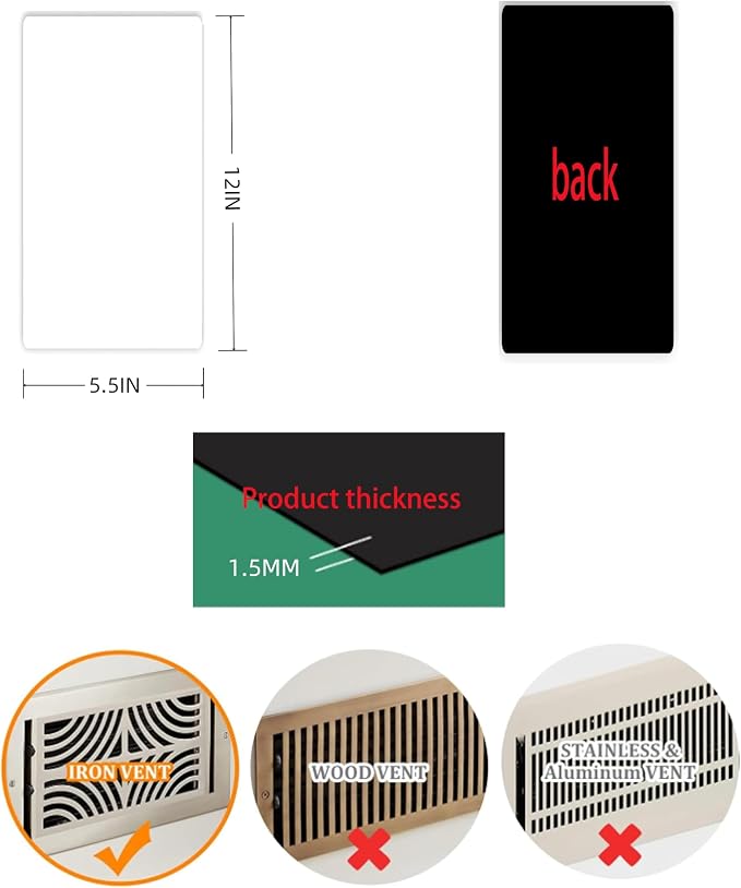 Magnetic Vent Covers, Extra Strong Magnets, 5.5" x 12", Fits Steel Vents Only - Image 2